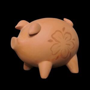 VTG NIB Princeton Gallery Terracotta Floral Pig Figurine Treasury Of Pigs